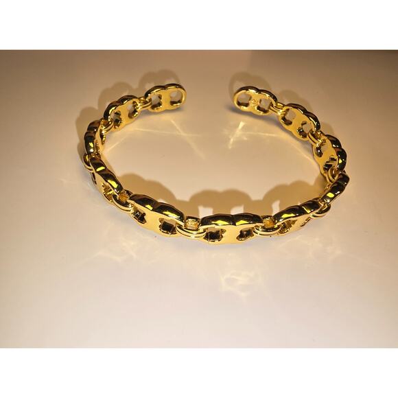 Tory Burch Gold Gemini Logo Cuff Bracelet - NWOT - Picture 1 of 3